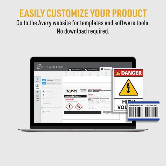 Alt view image 2 of 6 - UltraDuty GHS Chemical Labels for Laser Printers, Waterproof, UV Resistant, 1 x 2.5, 5 Packs (60517)