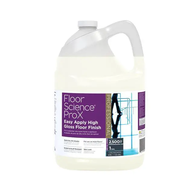 Alt view image 2 of 6 - Floor Science ProX Easy Apply High Gloss Finish, 1 gal, 4 Pack | Built-in Sealer, No Buff Shine, Scuff Resistance, Black Heel Mark Removal, 20% solids