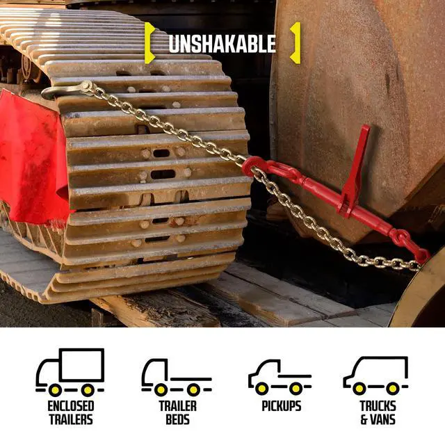 Alt view image 5 of 6 - DC Cargo Chain Binder Kit (2 Sets) | 5/16" Grade 70 Extra Long 10 Foot Chain - and Load Binder Set | Heavy Duty Ratcheting Chain and Binder | Load Chain and Binders 4,700lb Working Load Limit As Set