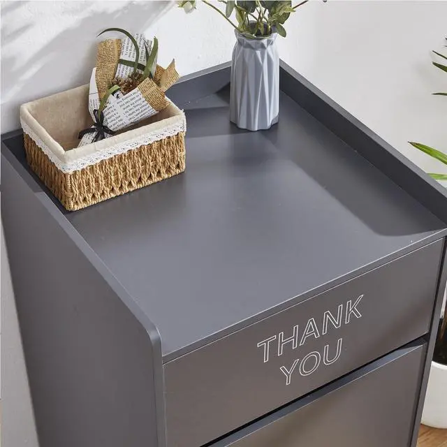 Alt view image 3 of 6 - Restaurant Trash Can Cabinet, Commercial Trash Cans 40 Gallon Wooden Trash Can and Garbage Receptacle with Tray Holder, Door, Large Trash Bin for Restaurants, Cafeteria, Kitchen, Office, School
