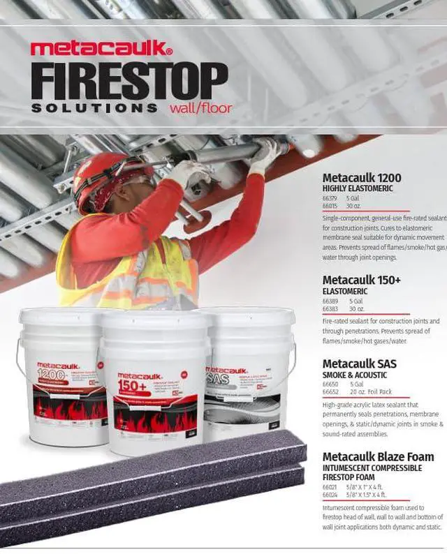 Alt view image 4 of 4 - Metacaulk 150+ 66389 Firestop Sealant, Easy Application, Firestop, 5 Gal
