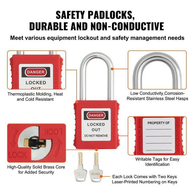 Alt view image 3 of 6 - Electrical Lockout Tagout Kit, 59 PCS Safety Lockout Tagout Station with Padlocks, Hasps, Tags, Ties, Plug Lockout, Circuit Breaker Lockouts, Valve Lockouts, Cable Lockout, Lockout Bag, Box
