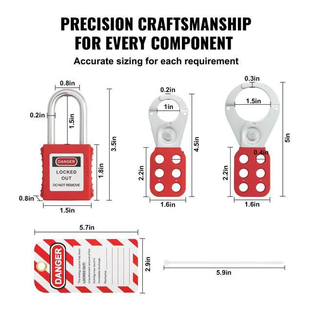 Alt view image 4 of 6 - Electrical Lockout Tagout Kit, 59 PCS Safety Lockout Tagout Station with Padlocks, Hasps, Tags, Ties, Plug Lockout, Circuit Breaker Lockouts, Valve Lockouts, Cable Lockout, Lockout Bag, Box