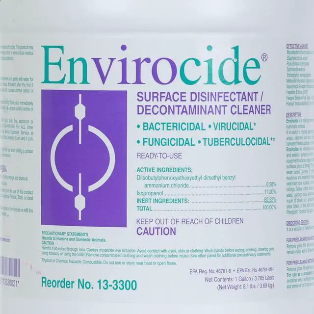 Alt view image 3 of 5 - ENVIROCIDE Surface Disinfectant Cleaner, 1GAL JUG, Alcohol Based, 13-3300 (Case of 4)