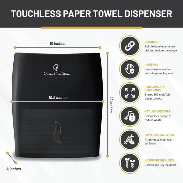 Alt view image 2 of 6 - Touchless Paper Towel Dispenser by - Wall Mount - Holds 500 Multifold Paper Towels - Black Smoke - Case of 10 DISPENSERS