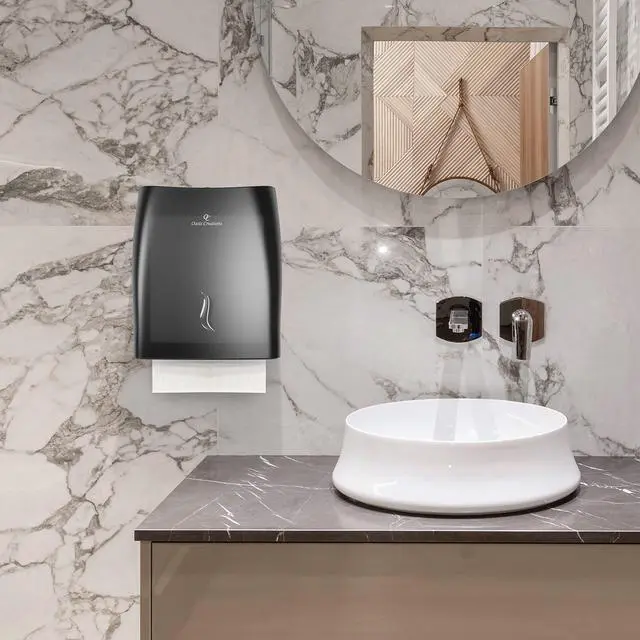 Alt view image 3 of 6 - Touchless Paper Towel Dispenser by - Wall Mount - Holds 500 Multifold Paper Towels - Black Smoke - Case of 10 DISPENSERS