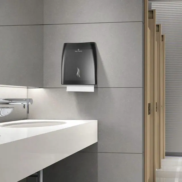 Alt view image 4 of 6 - Touchless Paper Towel Dispenser by - Wall Mount - Holds 500 Multifold Paper Towels - Black Smoke - Case of 10 DISPENSERS