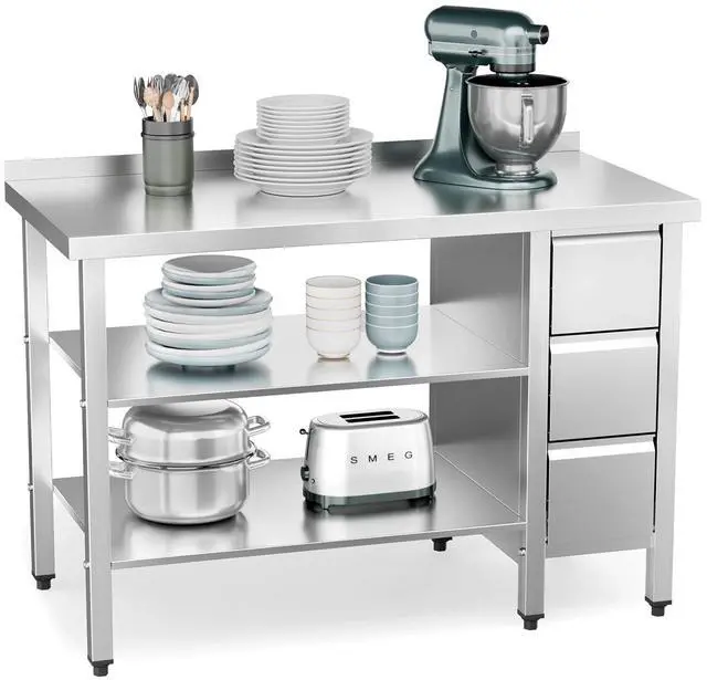Main image of 39" X 24" Stainless Steel Table with 3 Drawers, Backsplash & Undershelf for Home Kitchen Restaurant Hotel Garage Warehouse (39" X 24")