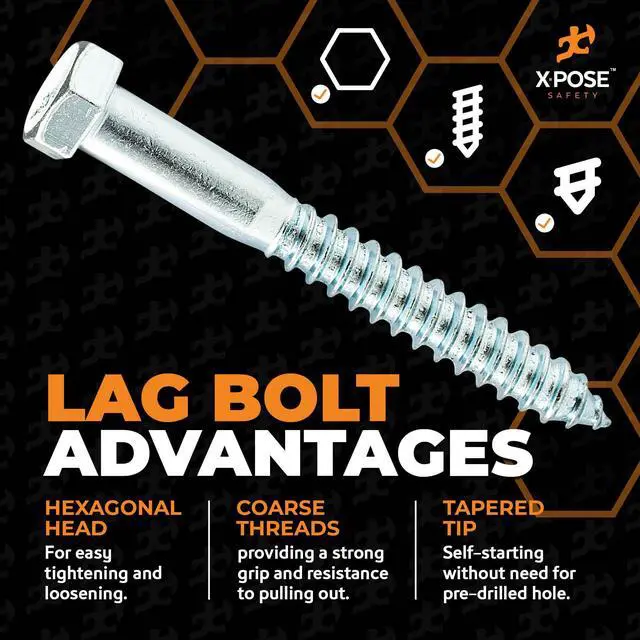 Alt view image 5 of 6 - Concrete Anchors Set with 4"" Lag Bolt, Lag Shield and Washer - 100 Sets per Pack - 1/2"" Bolt Lag Screws 4-Inch for Speed Bumps for Asphalt - Galvanized Steel Lag Bolts