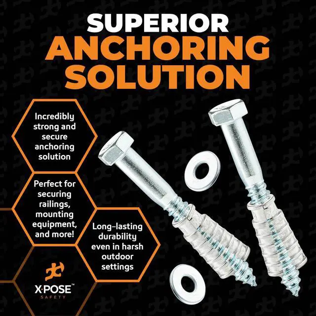 Alt view image 6 of 6 - Concrete Anchors Set with 4"" Lag Bolt, Lag Shield and Washer - 100 Sets per Pack - 1/2"" Bolt Lag Screws 4-Inch for Speed Bumps for Asphalt - Galvanized Steel Lag Bolts