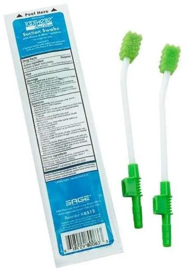 Main image of Toothette Oral Care Single Use Suction Swab System with Perox-A-Mint (50 Packages, 2 swabs/pkg)