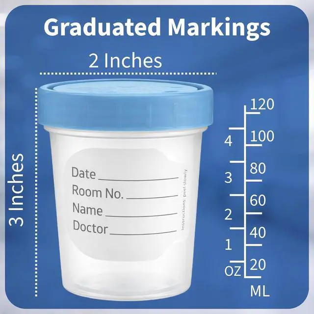 Alt view image 5 of 6 - Sterile Specimen Cups 4 oz (Pack of 900) Individually Bagged Clear Urine Collection Cups with Leak-Proof Screw-On Lids