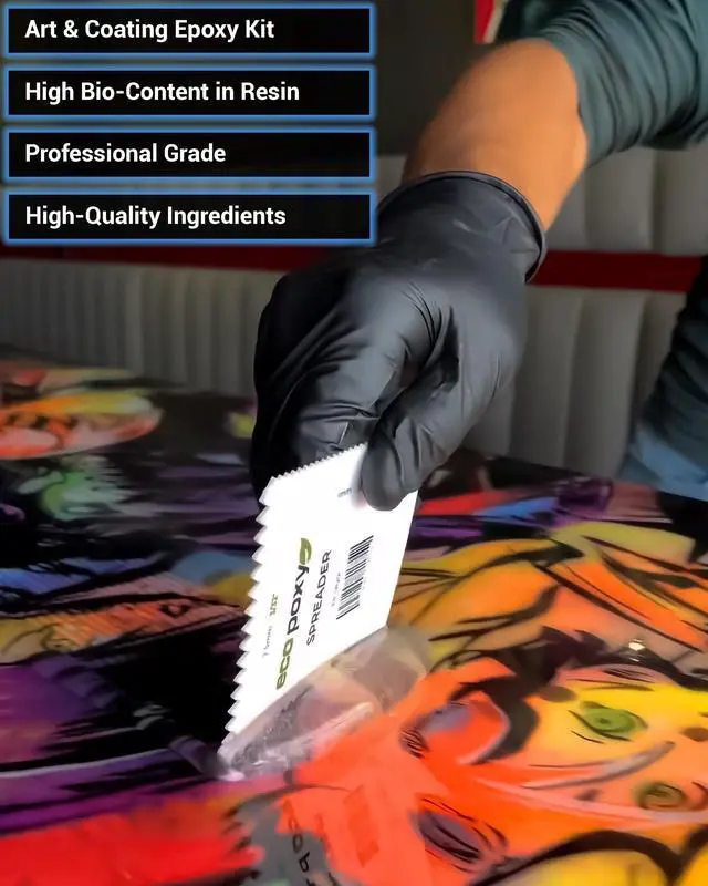 Alt view image 3 of 6 - UVPoxy Table Top Coating & Art Epoxy Resin Kit - 2.11 Gal / 8L: Fast-Curing, UV/Yellowing Resistant, Water-Clear, Bio-Based Resin | Self-Leveling, High-Gloss Epoxy for Table Tops & Fluid Arts
