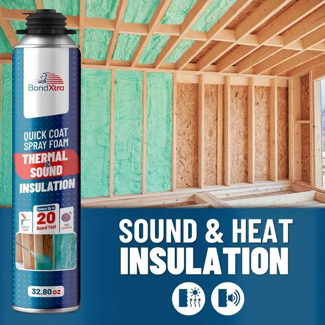 Alt view image 2 of 6 - Spray Foam Insulation Kit (6 x 32.80 oz/930 gr - 120 Board feet), Self-Expanding Adhesive Foam, Closed Cell Heat Insulation & Acustic Spray with Cleaner and Dispensing Gun - 6 Pack