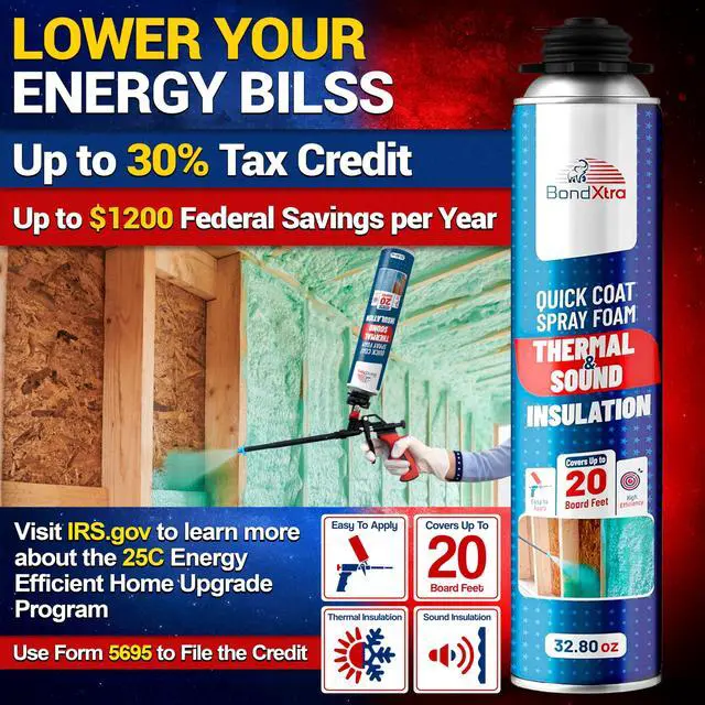 Alt view image 6 of 6 - Spray Foam Insulation Kit (6 x 32.80 oz/930 gr - 120 Board feet), Self-Expanding Adhesive Foam, Closed Cell Heat Insulation & Acustic Spray with Cleaner and Dispensing Gun - 6 Pack