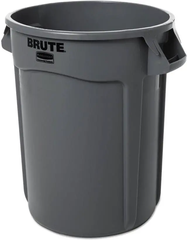 Main image of BRUTE Heavy-Duty Round Trash/Garbage Can with Venting Channels, Pack of 2, 32 Gallon, Gray, for Landscapers/Construction/Restaurants/Back of House/Offices/Warehouses