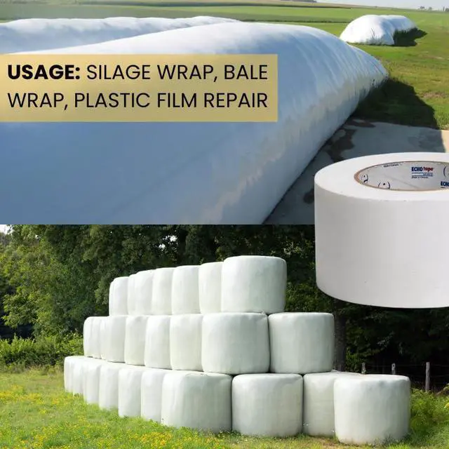Alt view image 4 of 5 - Silage Wrap Repair Tape 3" x 180' Heavy Duty UV-Resistant Bale Wrap Patch Airtight Oxygen Barrier for Silage Bales, Bunker Covers, and Grain Bags Industrial Grade PE Film (6)