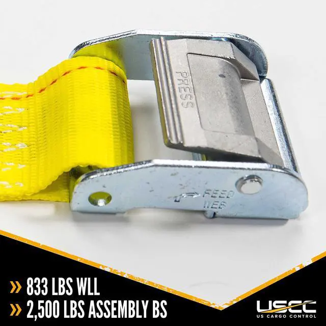 Alt view image 4 of 6 - E-Track Cam Buckle Straps (20-Pack), 2 Inch x 12 Foot E Track Straps with Cam Buckle and Spring E-Fittings, 2,500 LBS Break Strength, Easy-to-Use Tiedowns in Vans and Trailers
