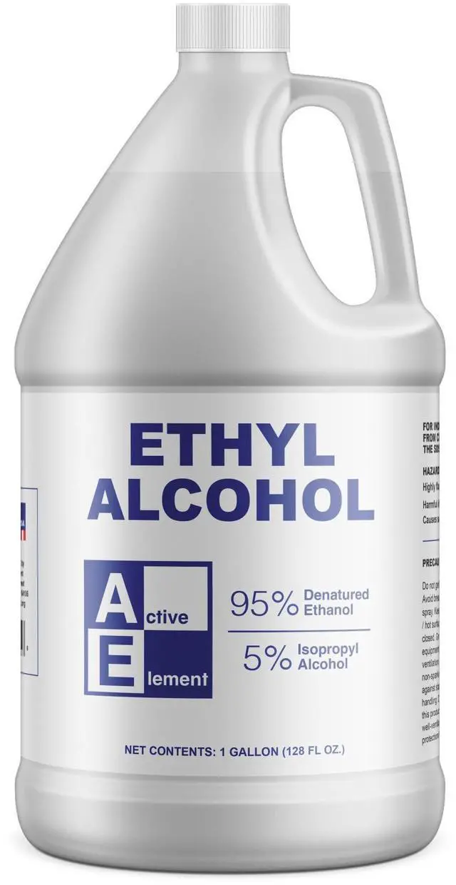 Main image of Ethyl Alcohol (Ethanol) 95% Denatured 4 Gallon High Purity Multi-Use Solvent Lab, Electronics, Shellac Thinner & Surface Cleaning 5% Isopropyl No Methanol Made in USA
