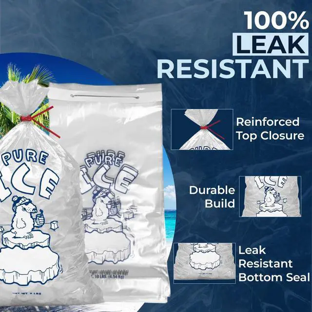 Alt view image 5 of 6 - Ice Bags 10 lb, 1000 Count Wicketed with Twist Ties Heavy Duty Bulk Ice Bags for Ice Machines & Commercial Use Fits Ice Bagger Machines Wicked Metal By