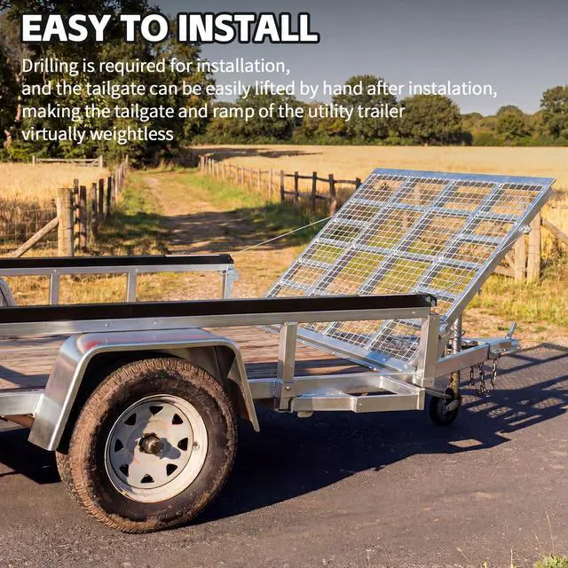 Alt view image 6 of 6 - Tailgate Utility Trailer Gate Lift Assist System, Heavy Duty 2-Sided Lift Assist for 4-6 ft Tailgates, 400 lb Capacity, Easy 30 Min Installation, Black
