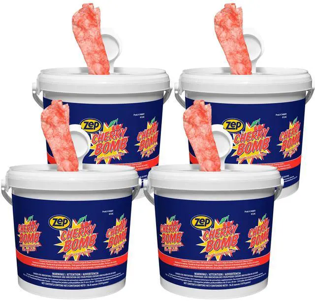 Main image of Cherry Bomb Hand Cleaner Towels - 130 Towels Per Bucket (Case Of 4) 346601 Removes Stubborn Industrial Soils Such As Grease, Tar, Ink, Paints and More