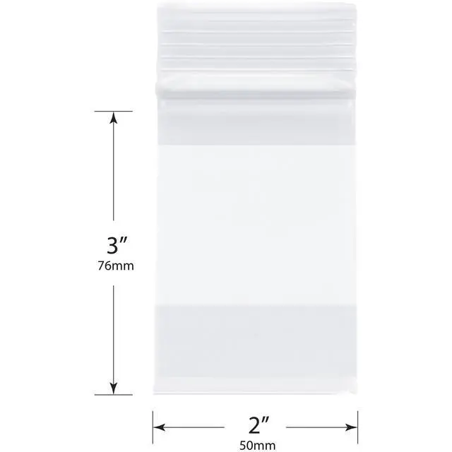 Alt view image 2 of 3 - 2" x 3" (Case of 10,000), 4 Mil with White-Block Heavy Duty Zipper Reclosable Plastic Bags