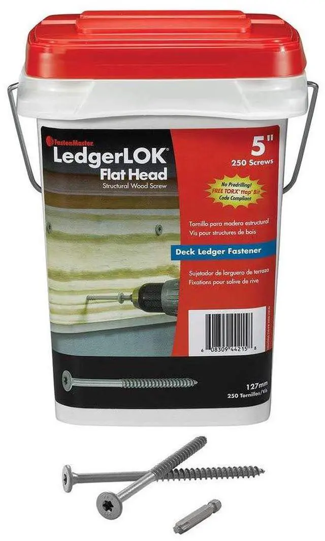 Main image of LedgerLok Flat Head Wood Screw - Bucket of 250 - 5"