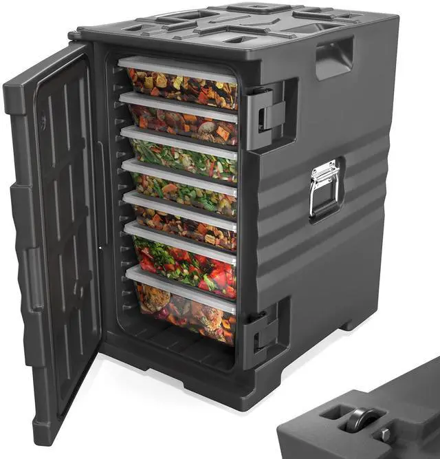 Main image of 109 QT Insulated Food Pan Carrier, Hot Box Food Warmer w/Wheels Double Buckles and Handles, Stackable Hot Boxes for Catering Restaurant Canteen Family Party
