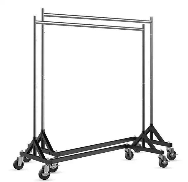 Main image of Z Rack for Clothes Heavy Duty Clothing Rack Hold 500 LBS Commercial Garment Rack with Wheels Rolling Portable Clothes Rack for Bedroom, Laundry Room, Balcony 24" D x 63" W x 71" H, 2 Packs