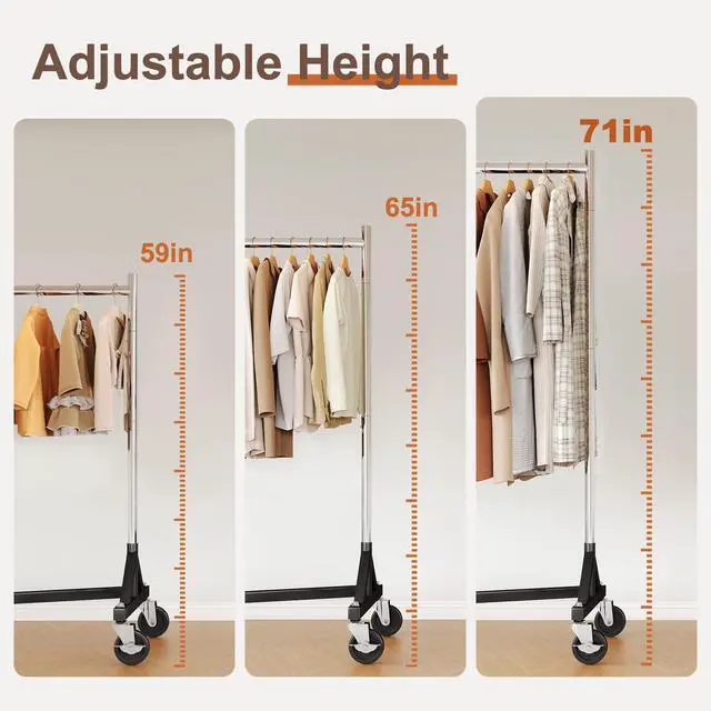 Alt view image 6 of 6 - Z Rack for Clothes Heavy Duty Clothing Rack Hold 500 LBS Commercial Garment Rack with Wheels Rolling Portable Clothes Rack for Bedroom, Laundry Room, Balcony 24" D x 63" W x 71" H, 2 Packs