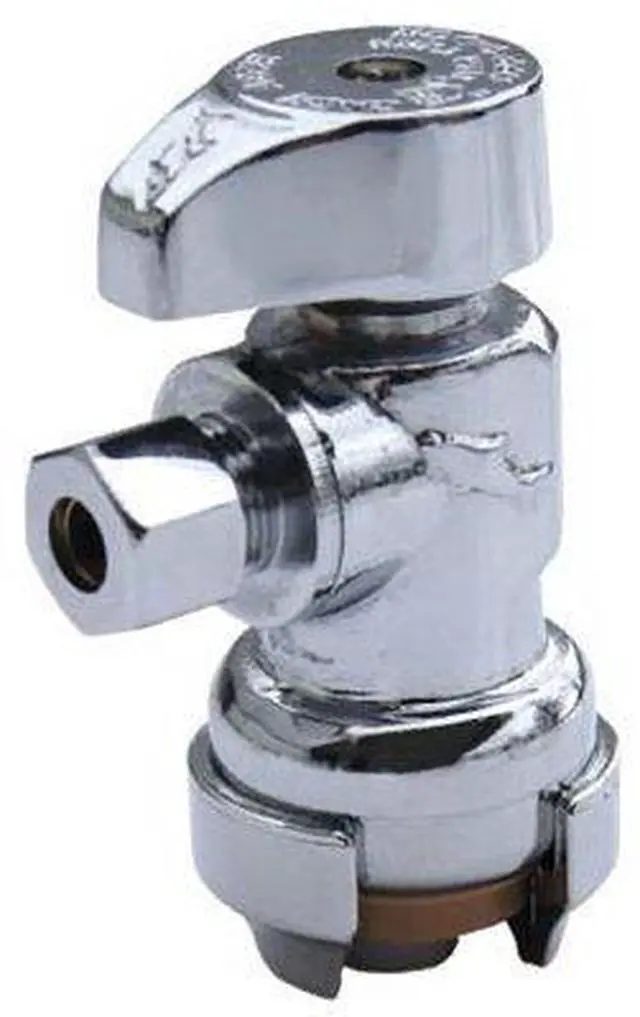 Main image of 23036-0000LF Brass Push Angle Stop, 1/2 in. x 3/8 in. Compression, Chrome (Pack of 12)