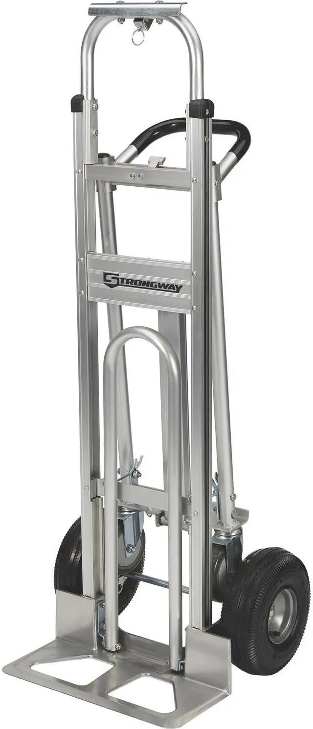 Main image of 3-in-1 Aluminum Hand Truck and Platform Cart, 550 Lb Upright and 770 Lb Platform Capacity, 10 in. Pneumatic Wheels, Plate Extender, 18 in. x 7.5 in. Toe Plate, 18.11 in. x 20.08 in. x 52.56