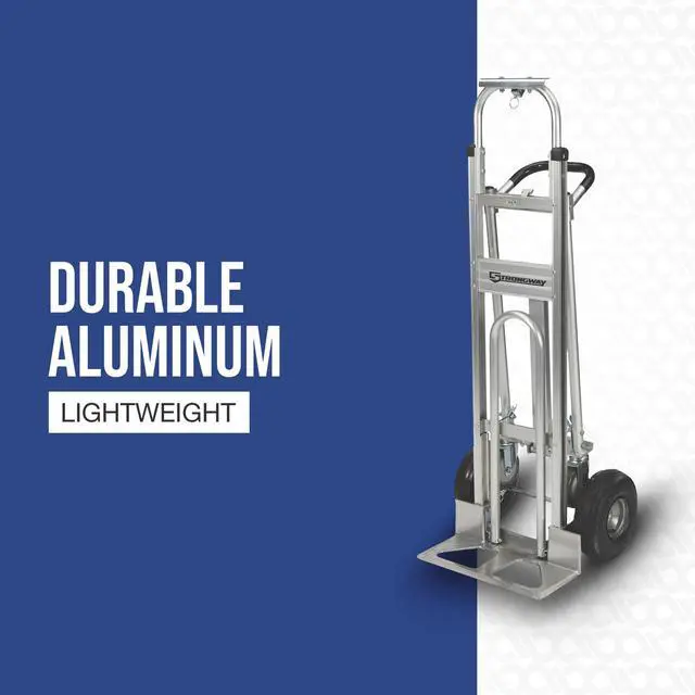 Alt view image 4 of 6 - 3-in-1 Aluminum Hand Truck and Platform Cart, 550 Lb Upright and 770 Lb Platform Capacity, 10 in. Pneumatic Wheels, Plate Extender, 18 in. x 7.5 in. Toe Plate, 18.11 in. x 20.08 in. x 52.56