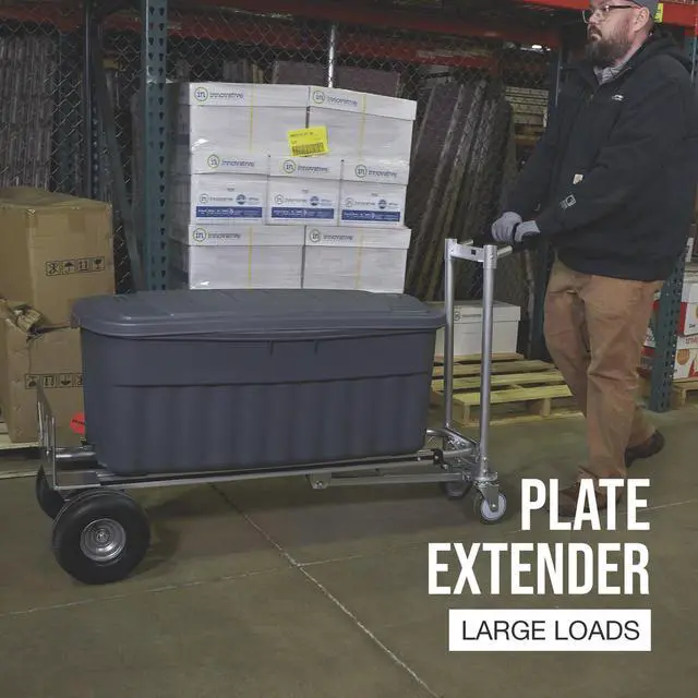 Alt view image 5 of 6 - 3-in-1 Aluminum Hand Truck and Platform Cart, 550 Lb Upright and 770 Lb Platform Capacity, 10 in. Pneumatic Wheels, Plate Extender, 18 in. x 7.5 in. Toe Plate, 18.11 in. x 20.08 in. x 52.56