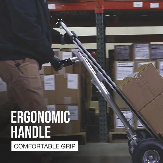 Alt view image 6 of 6 - 3-in-1 Aluminum Hand Truck and Platform Cart, 550 Lb Upright and 770 Lb Platform Capacity, 10 in. Pneumatic Wheels, Plate Extender, 18 in. x 7.5 in. Toe Plate, 18.11 in. x 20.08 in. x 52.56