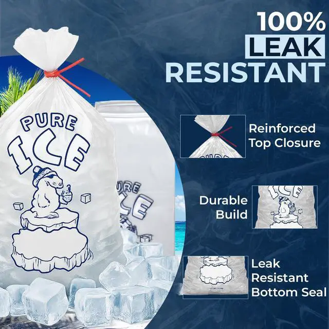 Alt view image 4 of 6 - Ice Bags 10 lb, 1000 Count Wicketed with Twist Ties Bulk Ice Bags for Ice Machines & Commercial Use Fits Ice Bagger Machines Plastic Wicket By