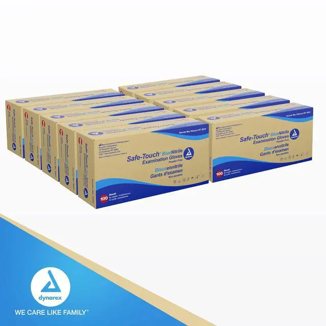 Alt view image 6 of 6 - Safe-Touch Disposable Nitrile Exam Gloves, Powder-Free, Latex-Free, Touchscreen Friendly, Blue, Small, 1 Case - 10 Boxes of 100 Safe-Touch Disposable Nitrile Exam Gloves