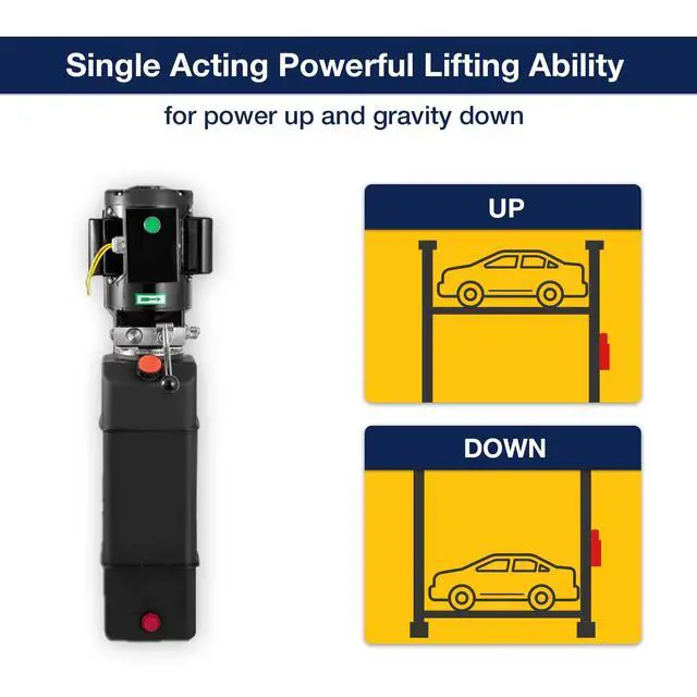 Alt view image 4 of 6 - 220V Hydraulic Power Unit 2950 PSI, 3HP Single-Acting 2 & 4 Post Hydraulic Pump for Dump Trailer & Car Lifting