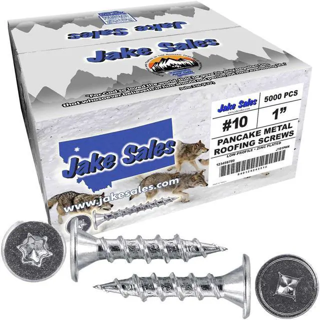 Main image of 10 x 1 Low Profile Pancake Head Roofing Screws - Wood to Metal - for Standing Seam Roofs - Zinc Plated - 20 X 250 Bags - 5,000 Screws