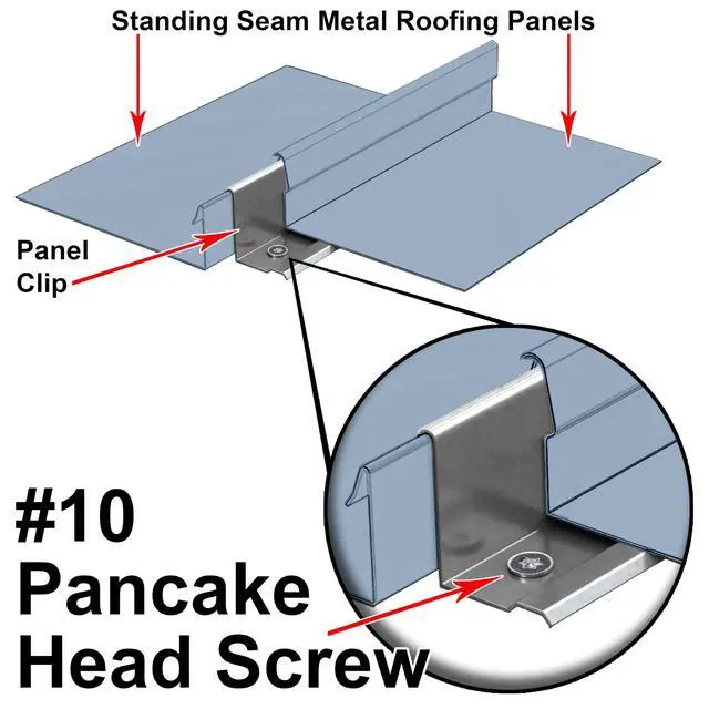 Alt view image 5 of 6 - 10 x 1 Low Profile Pancake Head Roofing Screws - Wood to Metal - for Standing Seam Roofs - Zinc Plated - 20 X 250 Bags - 5,000 Screws