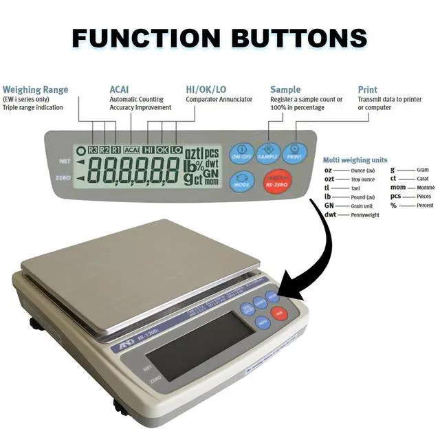 Alt view image 2 of 4 - A&D EK1200i Legal for Trade Gold Scale - Certified Precision for Professional Jewelry Weighing