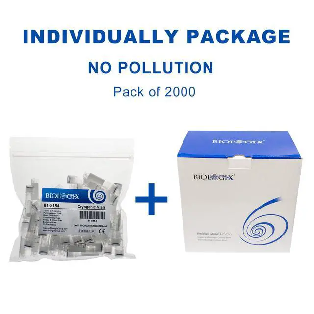 Alt view image 2 of 6 - 1.5ml Cryovials, Sterilisation Tubes, Lab Vials with Caps, Cryovial for Low Temperature Storage from -86°C to 121°C, Case of 2000