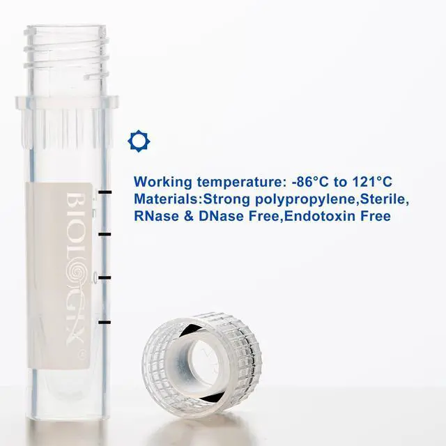 Alt view image 5 of 6 - 1.5ml Cryovials, Sterilisation Tubes, Lab Vials with Caps, Cryovial for Low Temperature Storage from -86°C to 121°C, Case of 2000