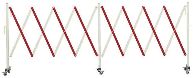 Main image of Trafford Industrial Expandable Metal Barricade, 16 Feet, Red and White, Mobile Safety Barrier Gate, Retractable Traffic Fence