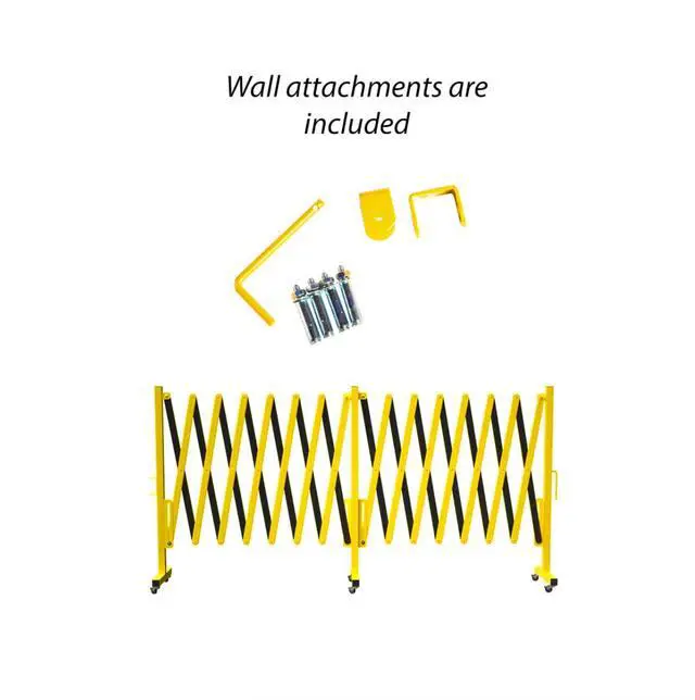 Alt view image 5 of 6 - Trafford Industrial Expandable Metal Barricade, 16 Feet, Red and White, Mobile Safety Barrier Gate, Retractable Traffic Fence