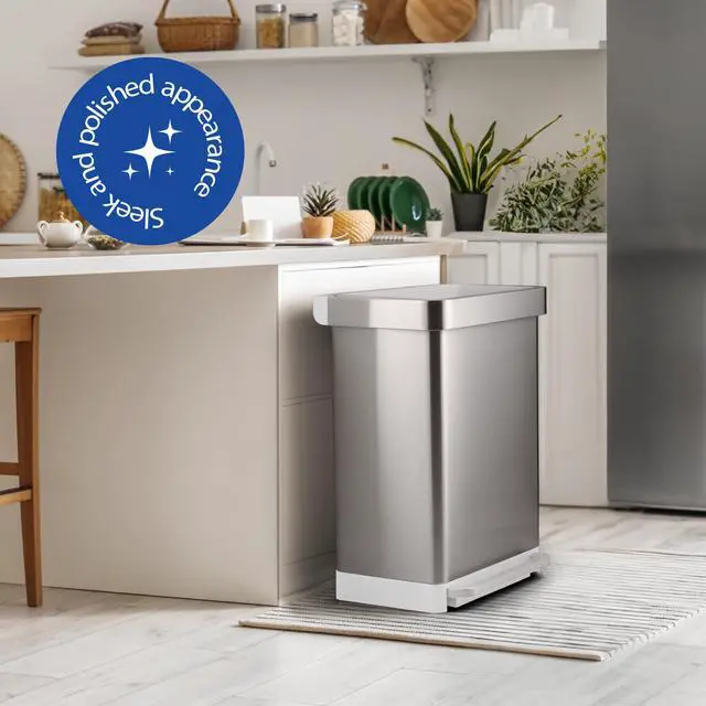 Alt view image 2 of 6 - 20 Gallon Stainless Steel Large Kitchen Trash Can with Foot Pedal, Soft Close Lid and Trash Bag Retainer Rim