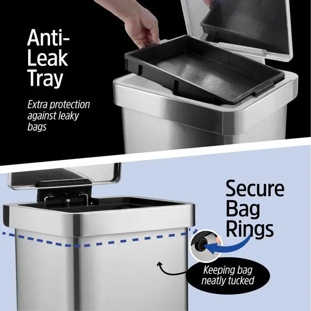 Alt view image 5 of 6 - 20 Gallon Stainless Steel Large Kitchen Trash Can with Foot Pedal, Soft Close Lid and Trash Bag Retainer Rim