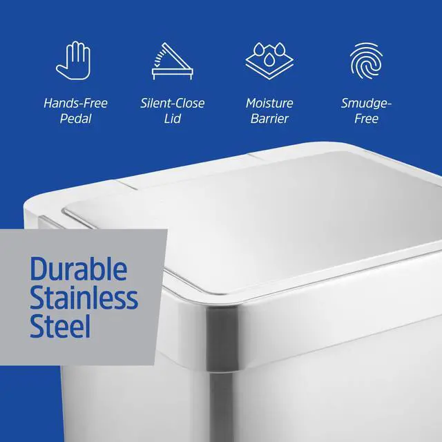 Alt view image 6 of 6 - 20 Gallon Stainless Steel Large Kitchen Trash Can with Foot Pedal, Soft Close Lid and Trash Bag Retainer Rim