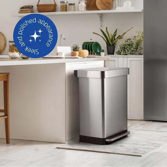 Alt view image 2 of 6 - 20 Gallon Stainless Steel Large Kitchen Trash Can with Foot Pedal, Soft Close Lid and Trash Bag Retainer Rim